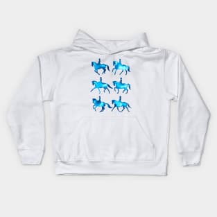 Turquoise Dressage Horses Kids Hoodie